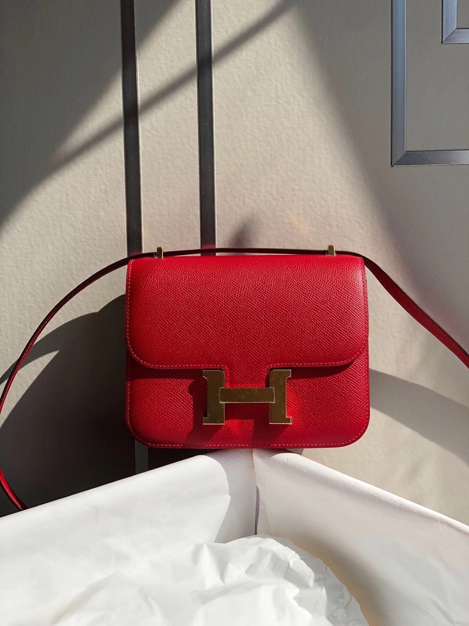 Hermès（爱马仕）Constance 18cm Epsom 原厂掌纹皮 Q5国旗红 金扣 顶级手缝 现货
