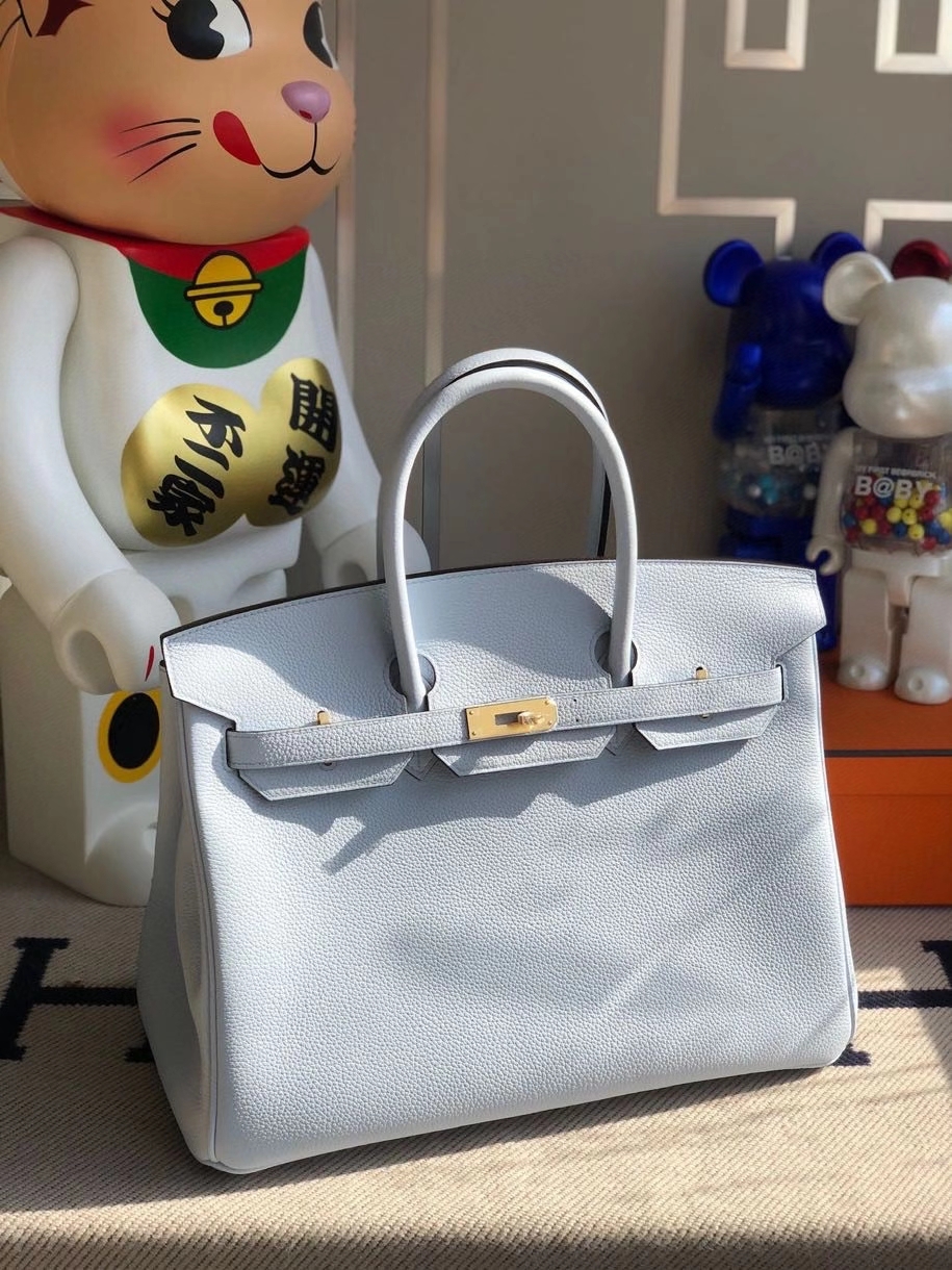 Hermès（爱马仕）Birkin 40cm 原厂小牛皮 T0雾蓝色 金扣 顶级手缝 定制