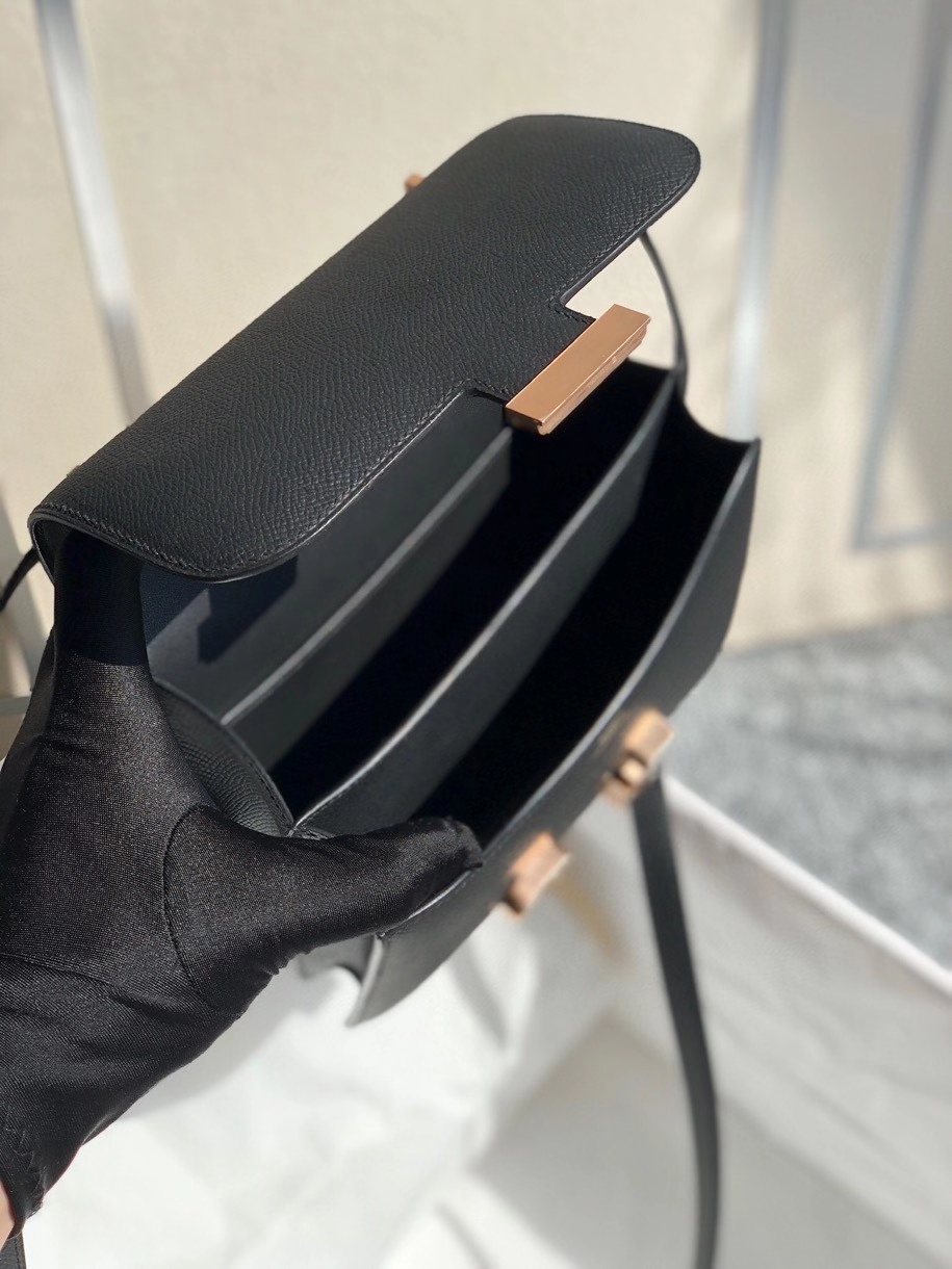 Hermès(爱马仕)Constance 18cm Epsom 原厂掌纹皮 ck89 黑色 Noir 玫瑰金扣 顶级手缝 现货-拉尔森鳄鱼皮具定制 - 爱马仕包包官网 Hermès(爱马仕)Constance 18cm Epsom 原厂掌纹皮 ck89 黑色 Noir 玫瑰金扣 顶级手缝 现货