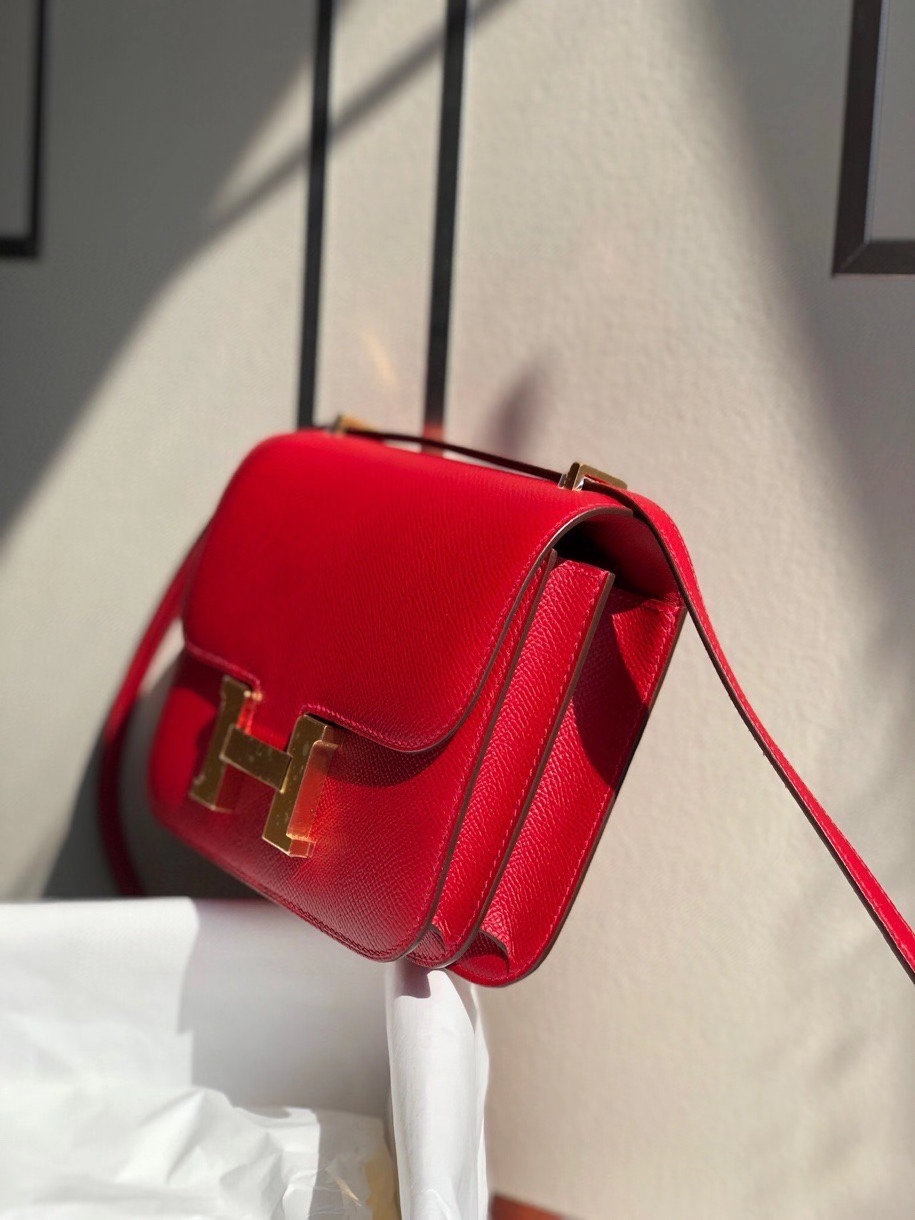 Hermès（爱马仕）Constance 18cm Epsom 原厂掌纹皮 Q5国旗红 金扣 顶级手缝 现货