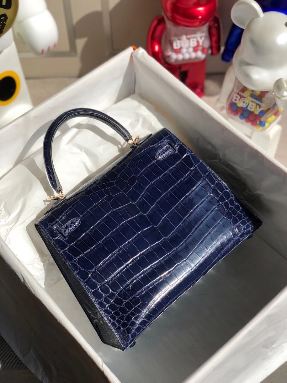 Hermès(爱马仕)Kelly 25cm Crocodile shiny 亮面鳄鱼 7k 宝石蓝 金扣 顶级手缝 现货-拉尔森鳄鱼皮具定制 - 爱马仕包包官网 Hermès(爱马仕)Kelly 25cm Crocodile shiny 亮面鳄鱼 7k 宝石蓝 金扣 顶级手缝 现货