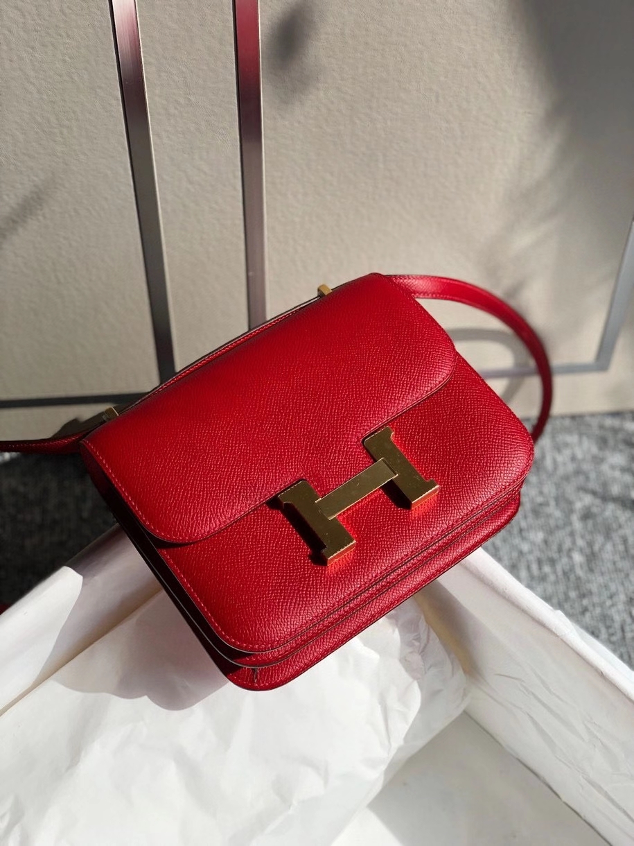 Hermès（爱马仕）Constance 18cm Epsom 原厂掌纹皮 Q5国旗红 金扣 顶级手缝 现货
