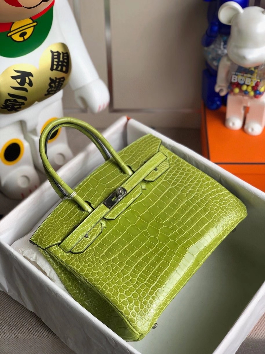 Hermès(爱马仕)Birkin 30cm Porosus shiny 亮面澳洲湾鳄 奇异果绿kiwi 银扣 顶级手缝 品相完美 现货-拉尔森鳄鱼皮具定制 - 爱马仕包包官网 Hermès(爱马仕)Birkin 30cm Porosus shiny 亮面澳洲湾鳄 奇异果绿kiwi 银扣 顶级手缝 品相完美 现货