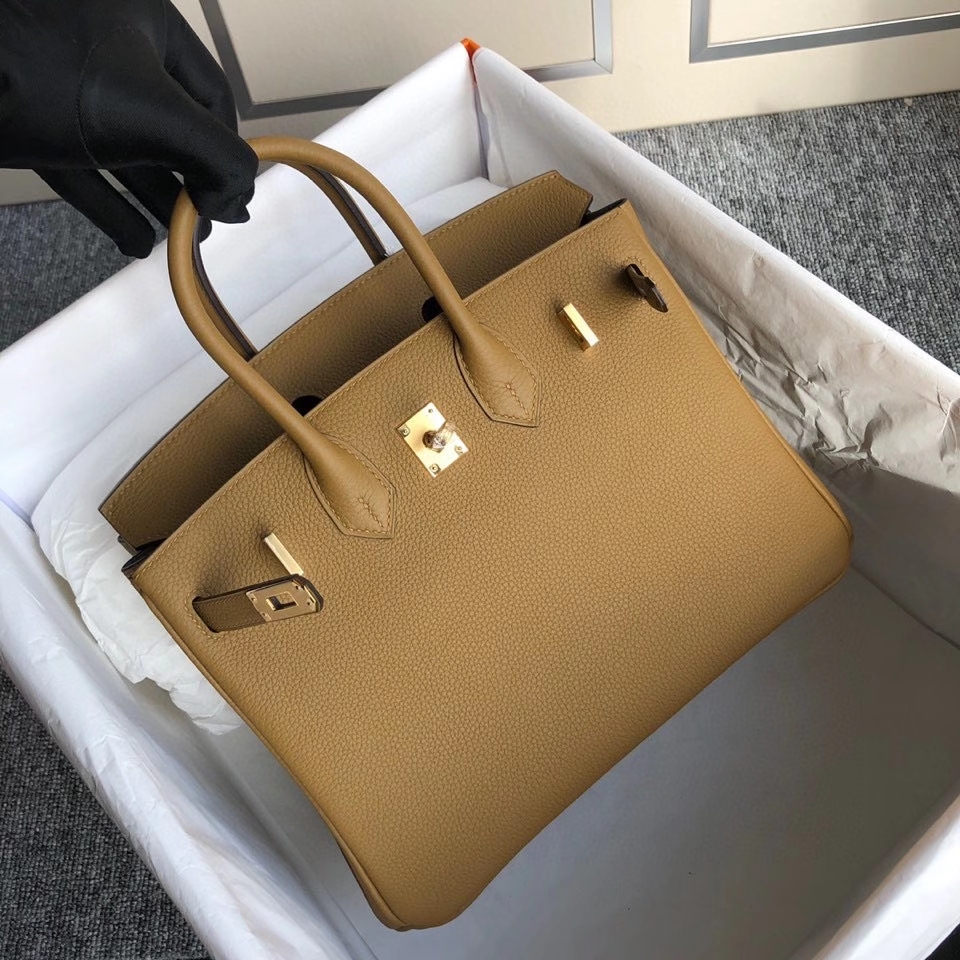 Hermès（爱马仕）Birkin 25cm 原厂小牛皮 U8 铜金色 内拼锡器灰 金扣 顶级手缝 定制