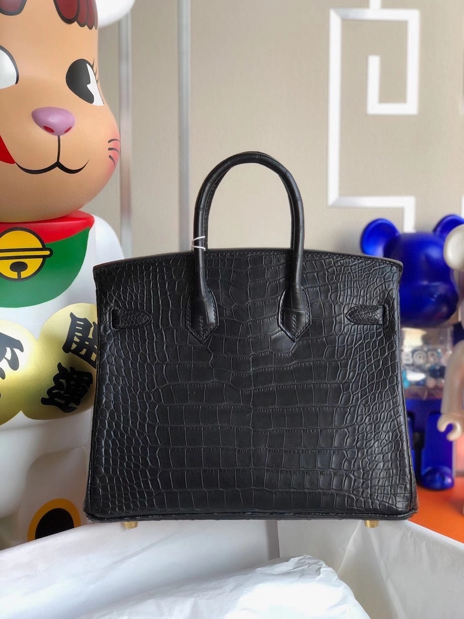Hermès（爱马仕）Birkin 25cm alligator matt 雾面鳄鱼ck89 黑色 金扣 正品五金 顶级手缝 定制
