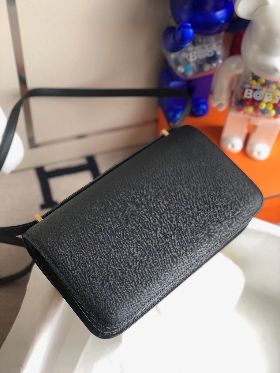 Hermès（爱马仕）Constance elan Epsom 原厂掌纹皮  ck89 黑色 Noir 金扣 顶级手缝