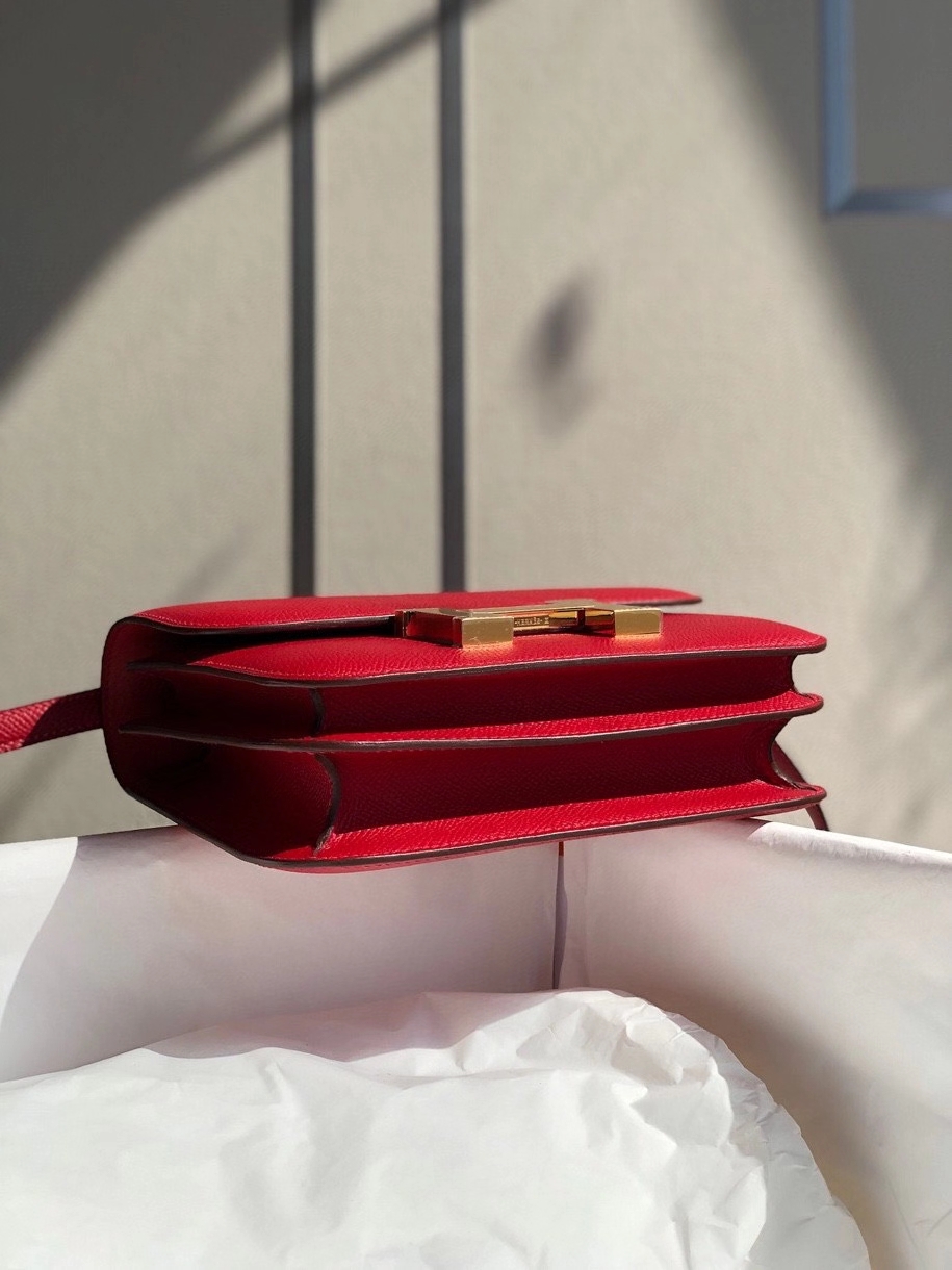 Hermès（爱马仕）Constance 18cm Epsom 原厂掌纹皮 Q5国旗红 金扣 顶级手缝 现货