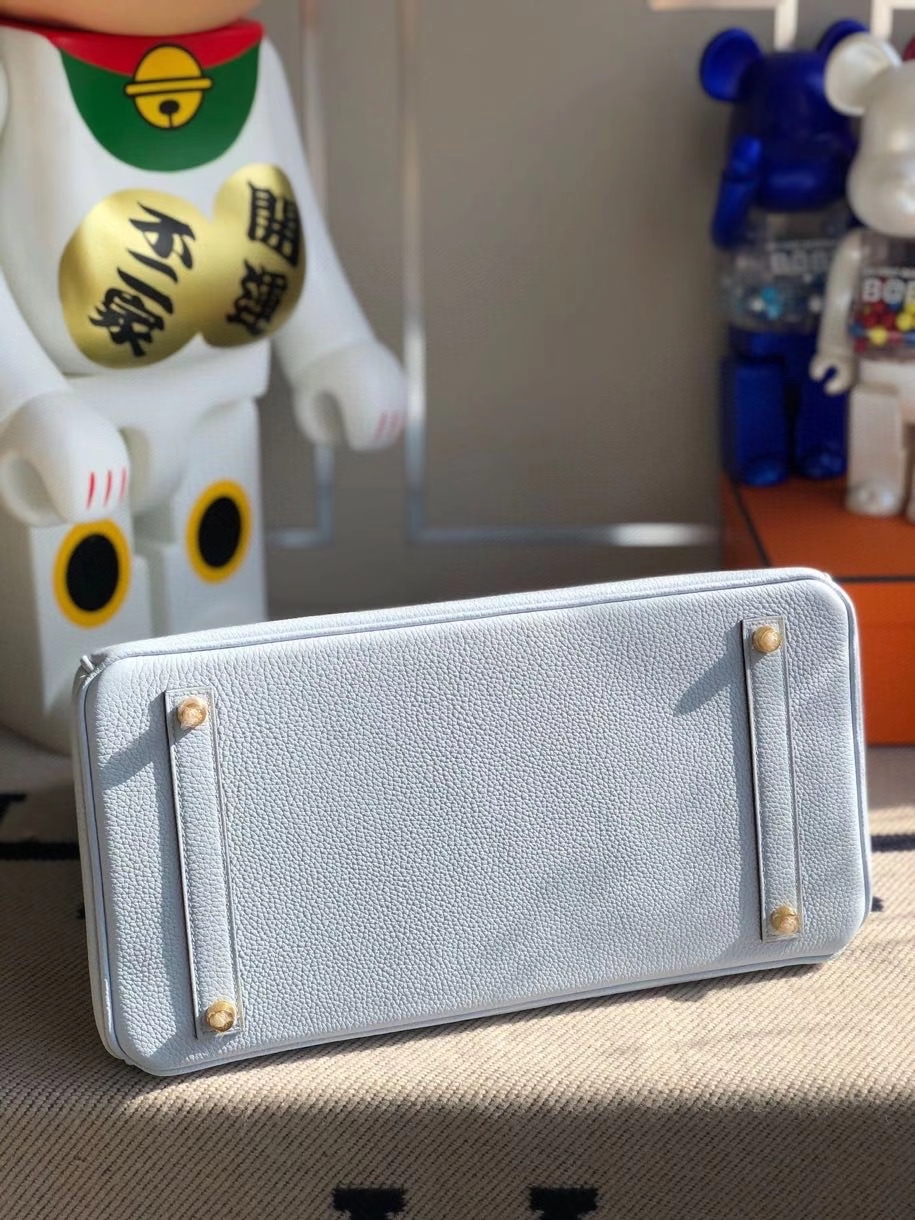 Hermès（爱马仕）Birkin 40cm 原厂小牛皮 T0雾蓝色 金扣 顶级手缝 定制