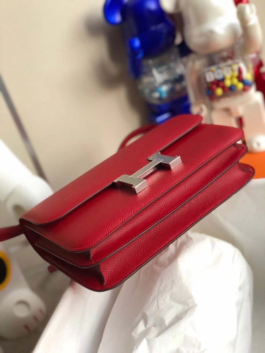 Hermès（爱马仕）Constance elan Q5 国旗红 Rouge casaque 银扣 顶级手缝 定制