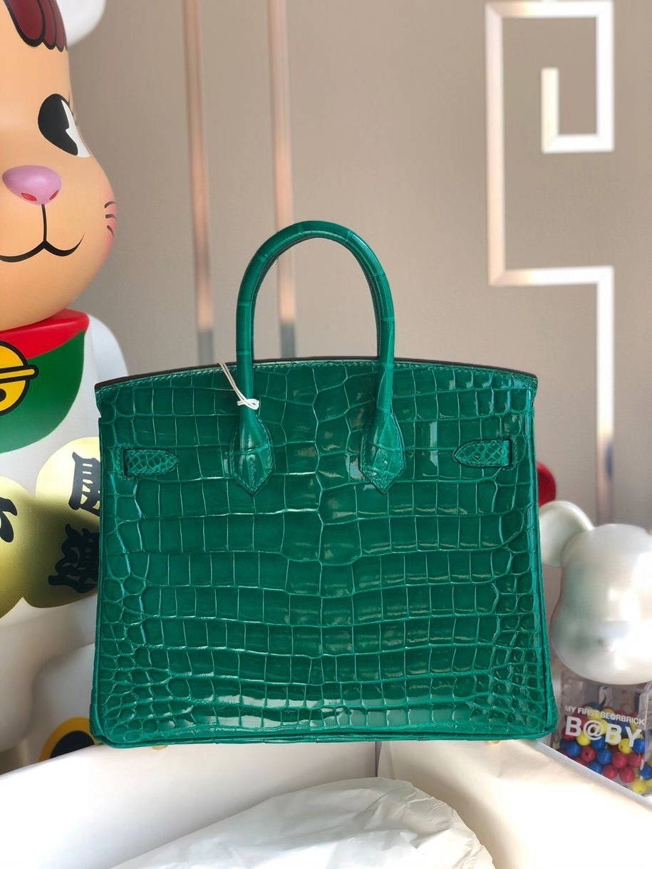 Hermès(爱马仕)Birkin 25cm Crocodile shiny 亮面鳄鱼 6Q翡翠绿 金扣 顶级手缝 品相完美 现货-拉尔森鳄鱼皮具定制 - 爱马仕包包官网 Hermès(爱马仕)Birkin 25cm Crocodile shiny 亮面鳄鱼 6Q翡翠绿 金扣 顶级手缝 品相完美 现货