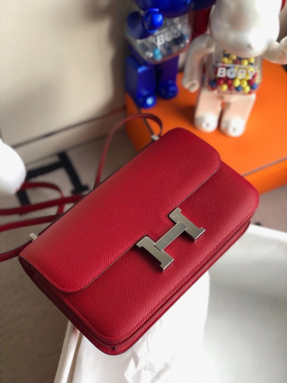 Hermès（爱马仕）Constance elan Q5 国旗红 Rouge casaque 银扣 顶级手缝 定制