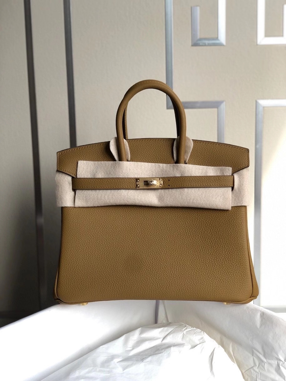 Hermès（爱马仕）Birkin 25cm 原厂小牛皮 U8 铜金色 内拼锡器灰 金扣 顶级手缝 定制