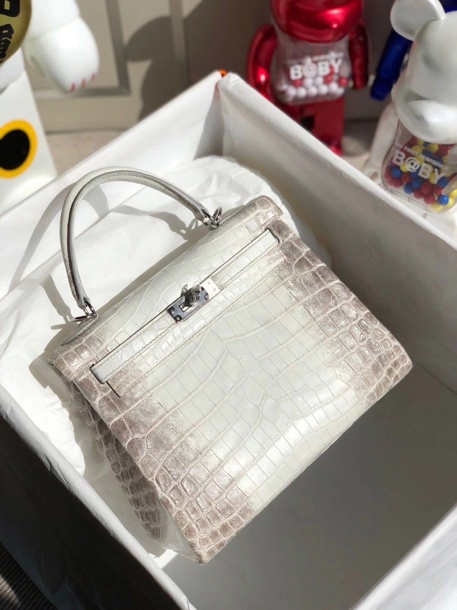 Hermès（爱马仕）Kelly 25cm himalaya 喜马拉雅 银扣 顶级手缝 女人的梦想包 银扣 现货