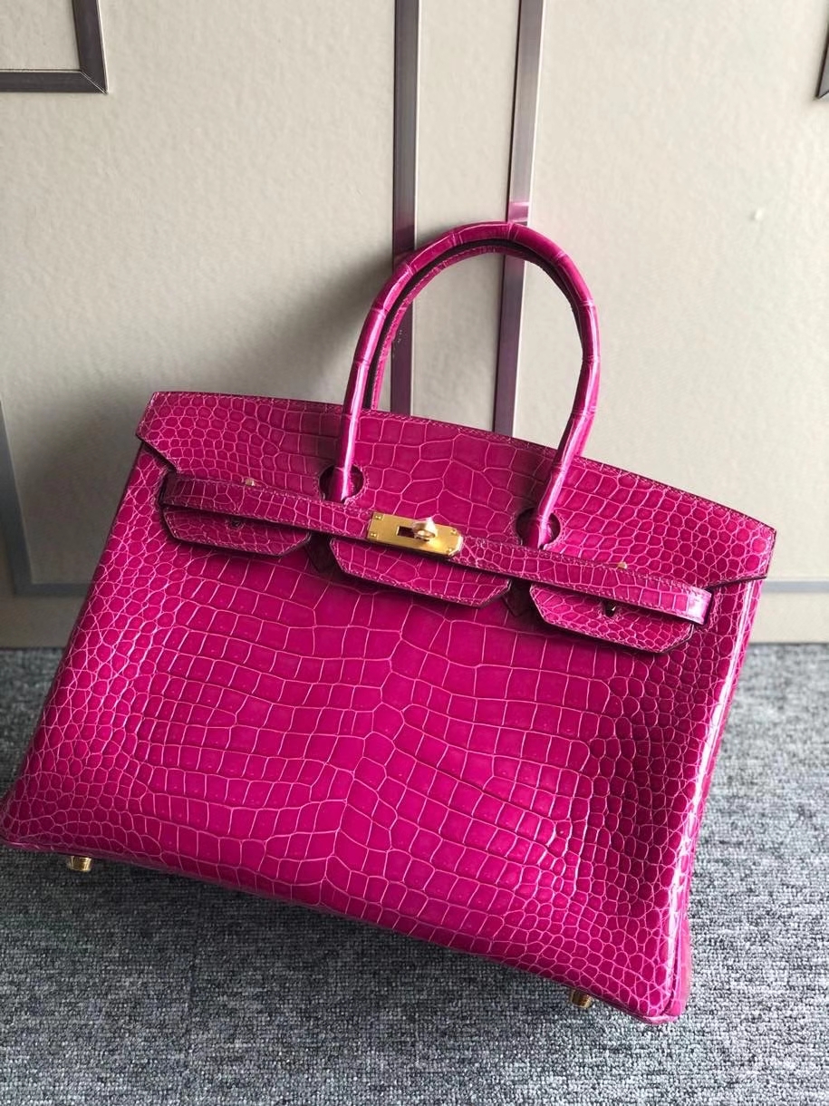 Hermès(爱马仕)Birkin 35cm Porosus shiny 亮面澳洲湾鳄 J5 天方夜谭粉紫 金扣 顶级手缝 品相超美 现货-拉尔森鳄鱼皮具定制 - 爱马仕包包官网 Hermès(爱马仕)Birkin 35cm Porosus shiny 亮面澳洲湾鳄 J5 天方夜谭粉紫 金扣 顶级手缝 品相超美 现货