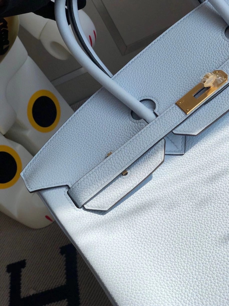 Hermès（爱马仕）Birkin 40cm 原厂小牛皮 T0雾蓝色 金扣 顶级手缝 定制