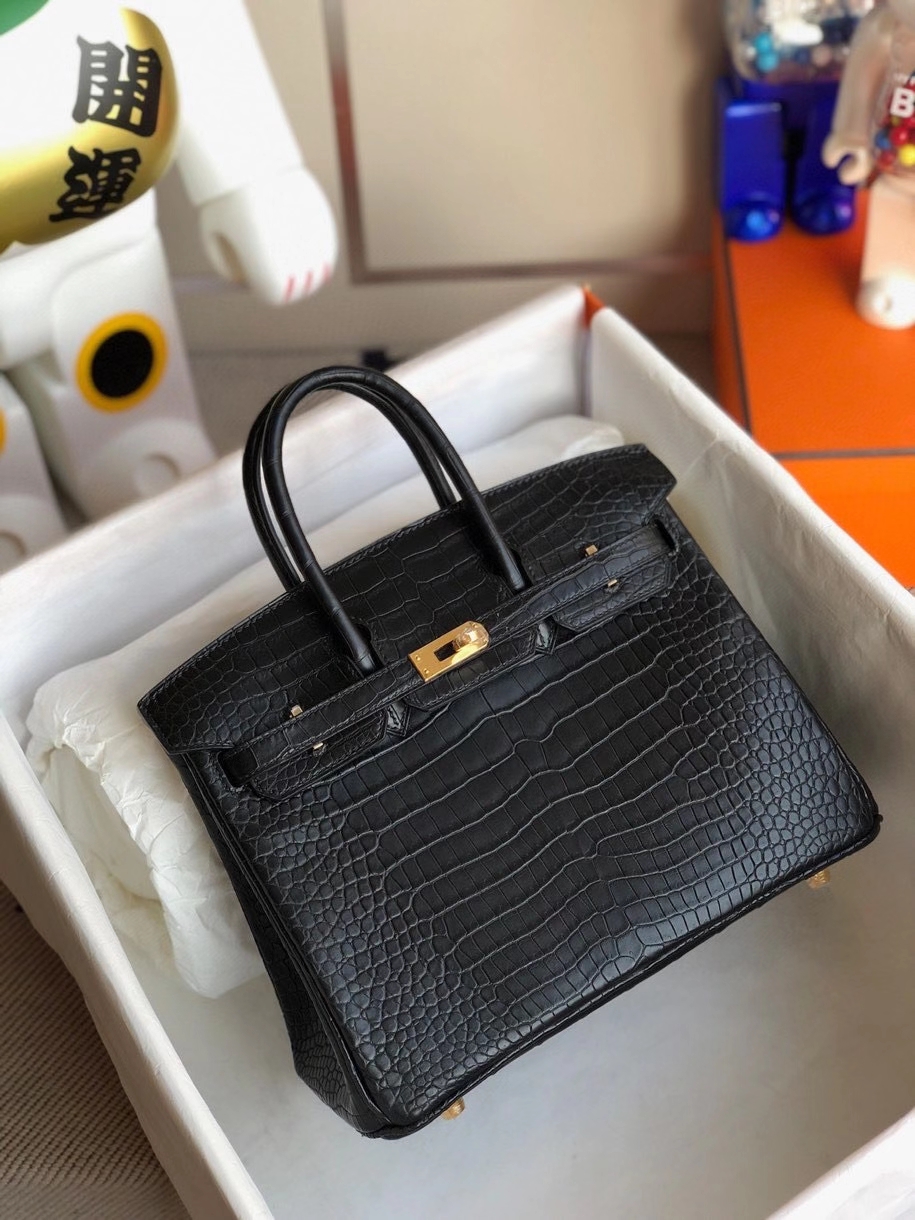 Hermès（爱马仕）Birkin 25cm Porosus matt 雾面鳄鱼 ck89 黑色 金扣 顶级手缝 定制