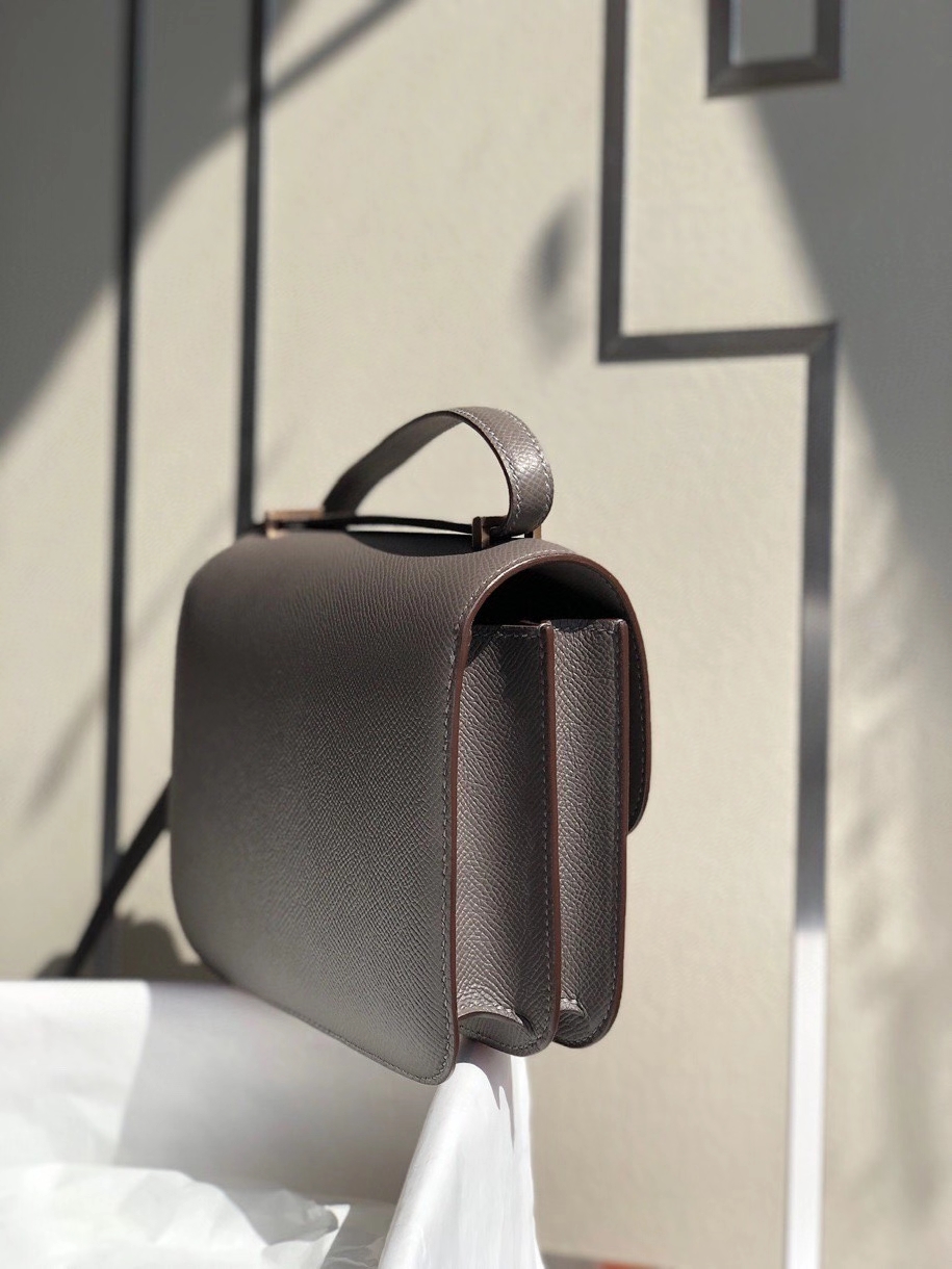 Hermès（爱马仕）Constance 18cm Epsom 原厂掌纹皮  8F 锡器灰 Etain 玫瑰金扣 顶级手缝 现货