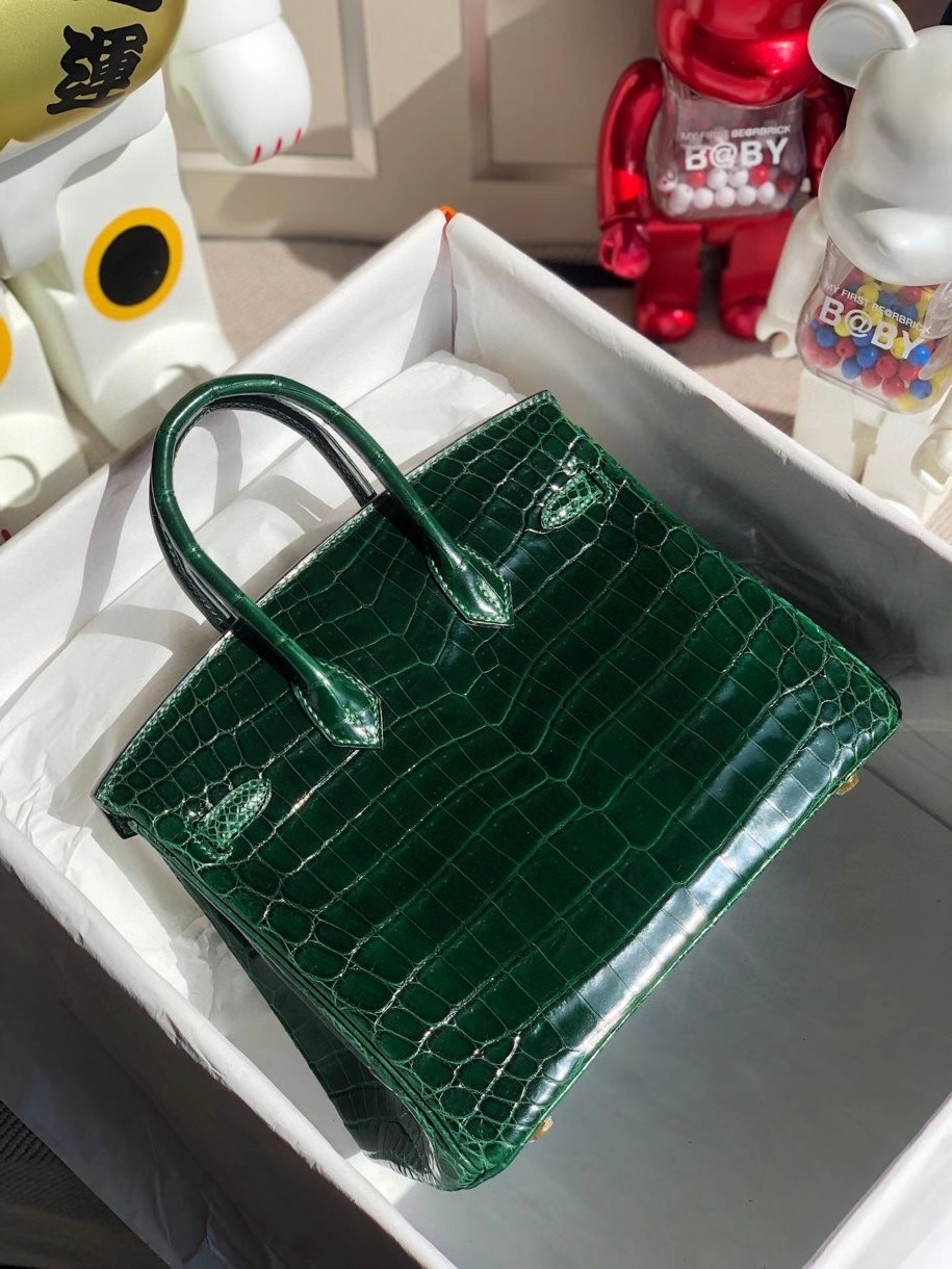 Hermès(爱马仕)Birkin 25cm Crocodile shiny 亮面鳄鱼 深翡翠绿 银扣 顶级手缝 品相完美 现货-拉尔森鳄鱼皮具定制 - 爱马仕包包官网 Hermès(爱马仕)Birkin 25cm Crocodile shiny 亮面鳄鱼 深翡翠绿 银扣 顶级手缝 品相完美 现货