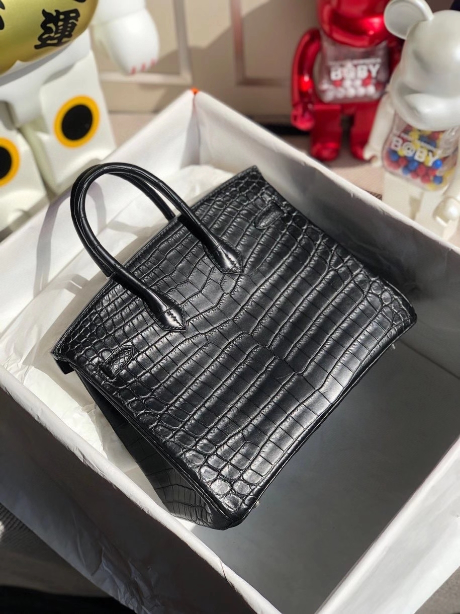 Hermès（爱马仕）Birkin 25cm Crocodile shiny 雾面鳄鱼  ck89 黑色 金扣 顶级手缝 品相完美 现货