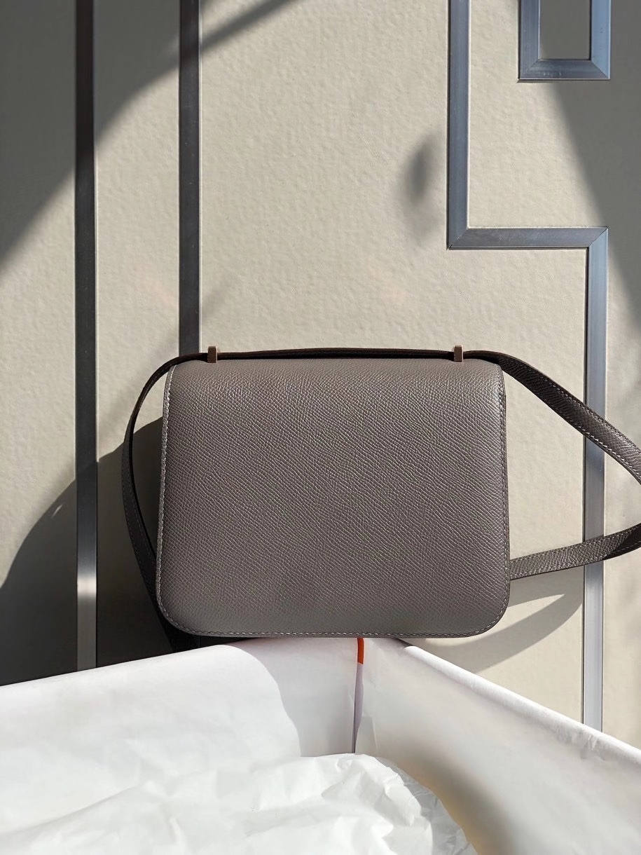 Hermès（爱马仕）Constance 18cm Epsom 原厂掌纹皮  8F 锡器灰 Etain 玫瑰金扣 顶级手缝 现货