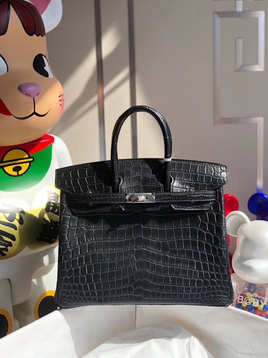 Hermès（爱马仕）Birkin 25cm Crocodile shiny 雾面鳄鱼  ck89 黑色 金扣 顶级手缝 品相完美 现货