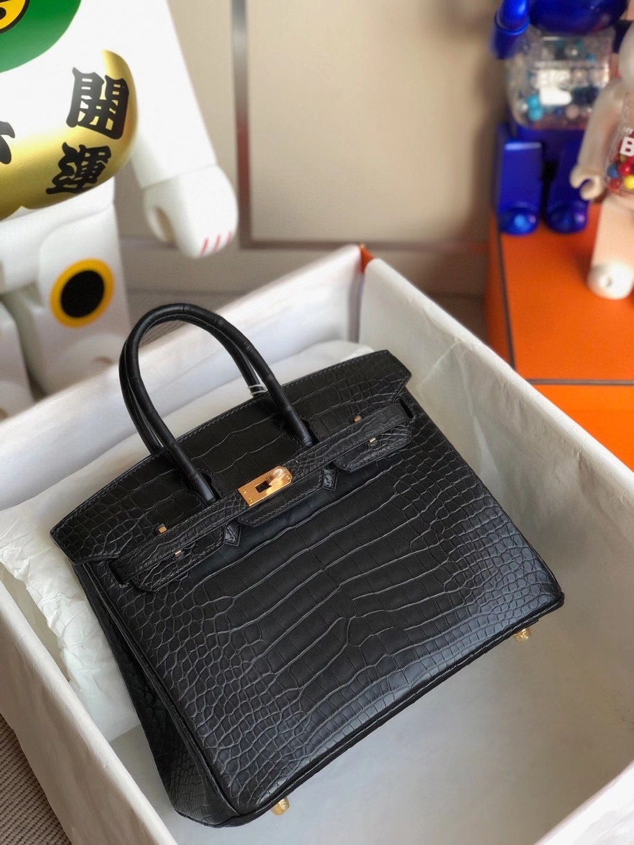 Hermès（爱马仕）Birkin 25cm alligator matt 雾面鳄鱼ck89 黑色 金扣 正品五金 顶级手缝 定制