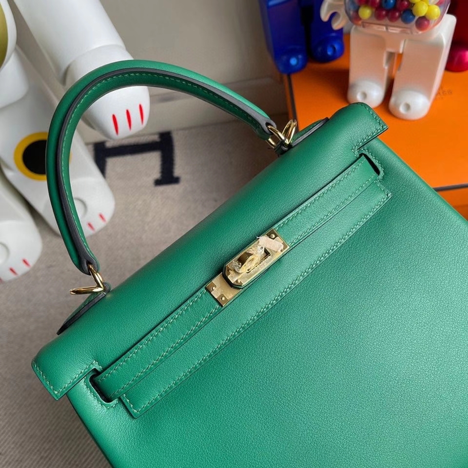 Hermès（爱马仕）Kelly 25cm Swift  U4 丝绒绿 金扣 顶级手缝 现货