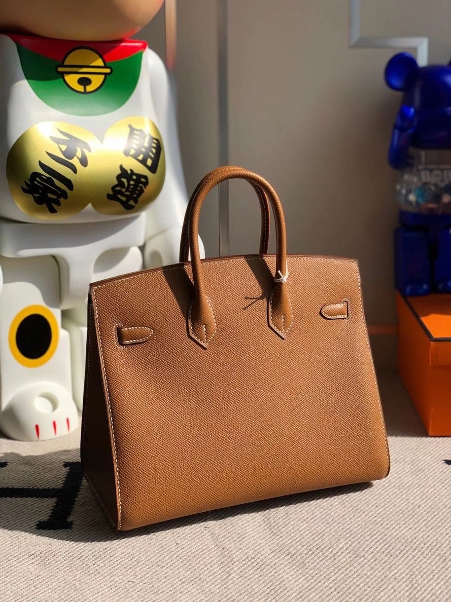 Hermès（爱马仕）Birkin 25cm Epsom 原厂掌纹皮 外缝 ck37金棕色 Gold 金扣 顶级手缝 定制