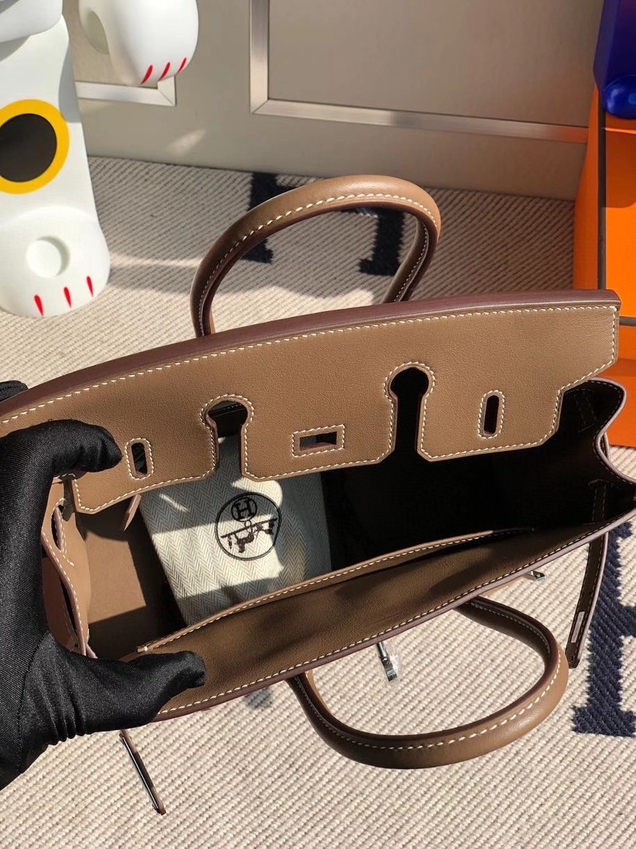 Hermès（爱马仕）Birkin 原厂swift 皮 ck18 大象灰 etoupe 银扣 顶级手缝 25cm