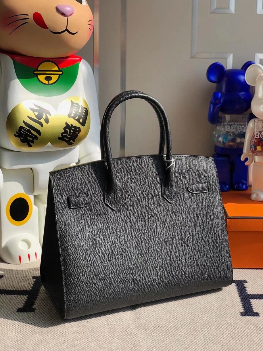 Hermès（爱马仕）Birkin 30cm Epsom 原厂掌纹皮 外缝  ck89 黑色 Noir 金扣 顶级手缝 定制