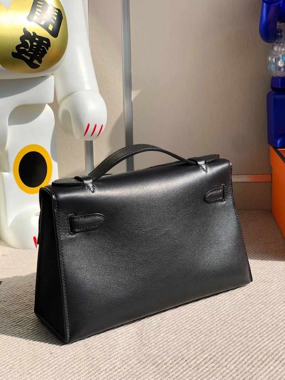 Hermès(爱马仕)Mini kelly pochette 22cm Swift ck89 黑色 黑扣 So black 顶级手缝-拉尔森鳄鱼皮具定制 - 爱马仕包包官网 Hermès(爱马仕)Mini kelly pochette 22cm Swift ck89 黑色 黑扣 So black 顶级手缝
