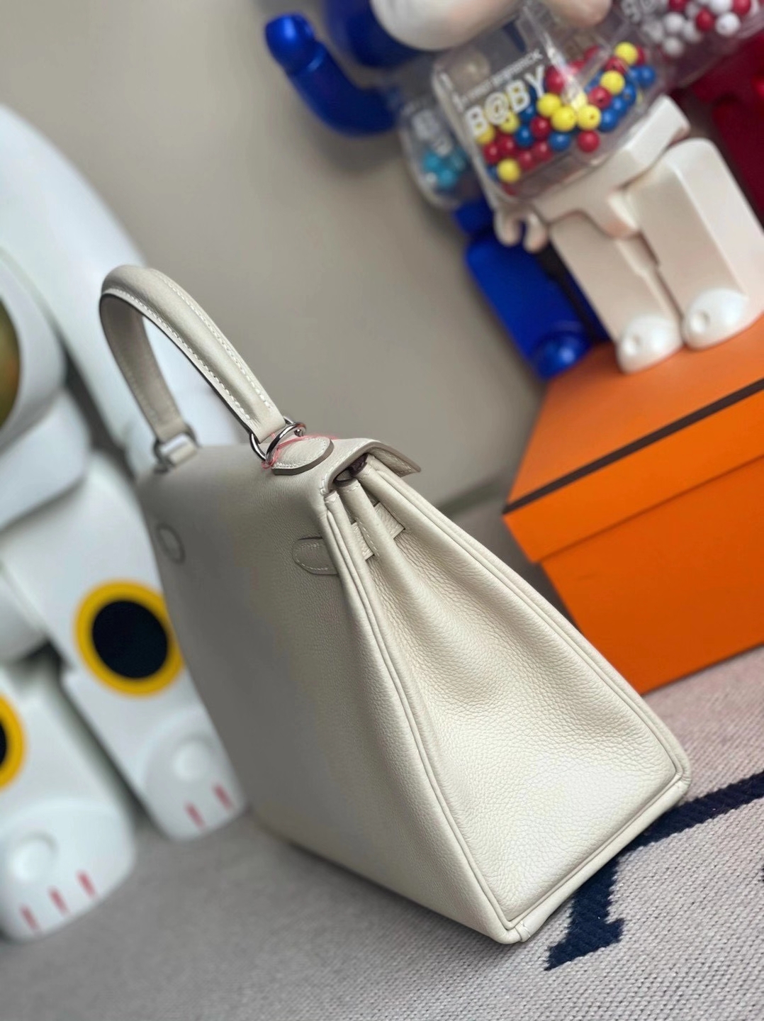 Hermès（爱马仕）Kelly  25cm Togo Ck10奶昔白内拼3Q新粉色 顶级工艺 全手工缝制 银扣