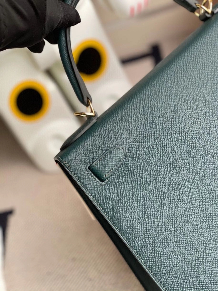 Hermès（爱马仕）Kelly 28cm Epsom 原厂掌纹皮 6O 柏树绿 金扣 顶级手缝