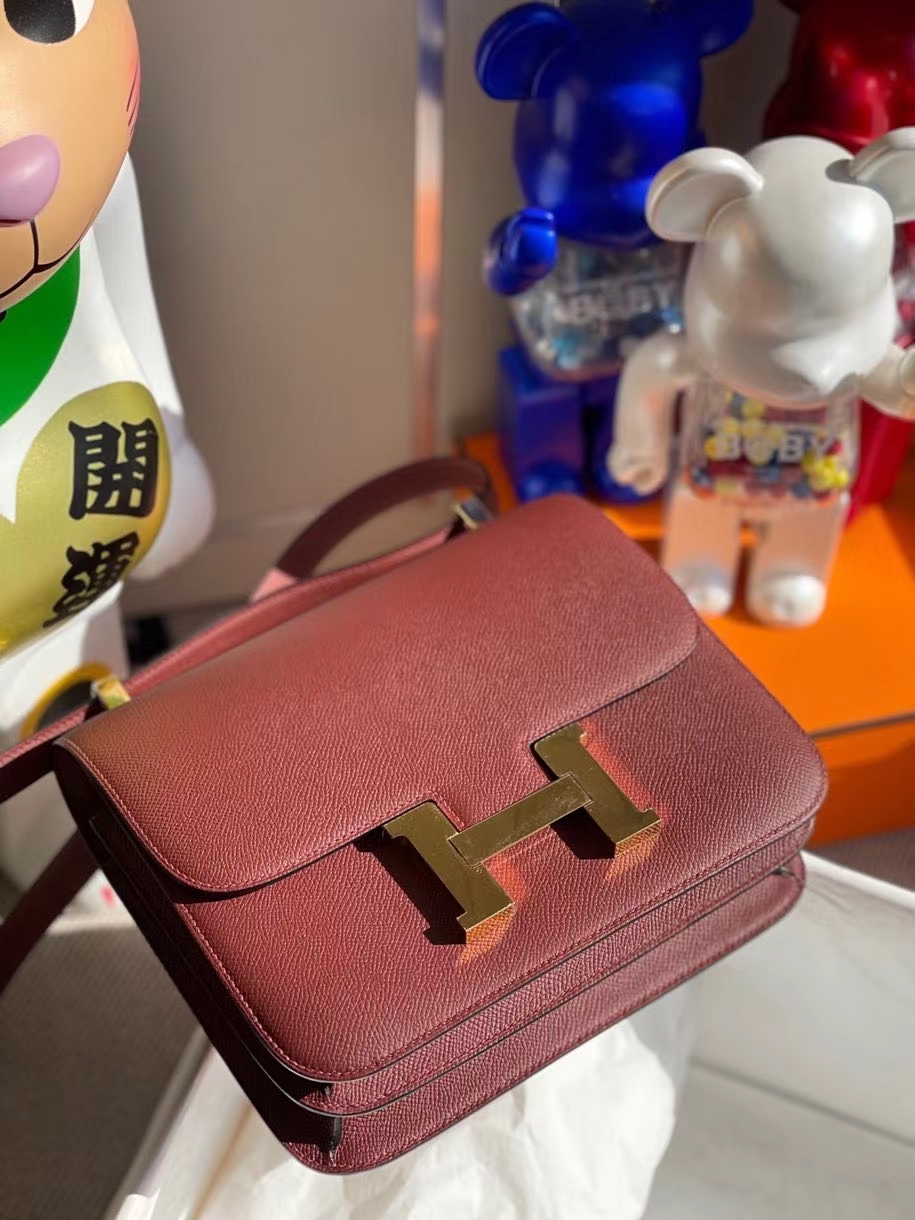 Hermès（爱马仕）Constance 24cm Epsom 原厂掌纹皮 ck55爱马仕红 金扣