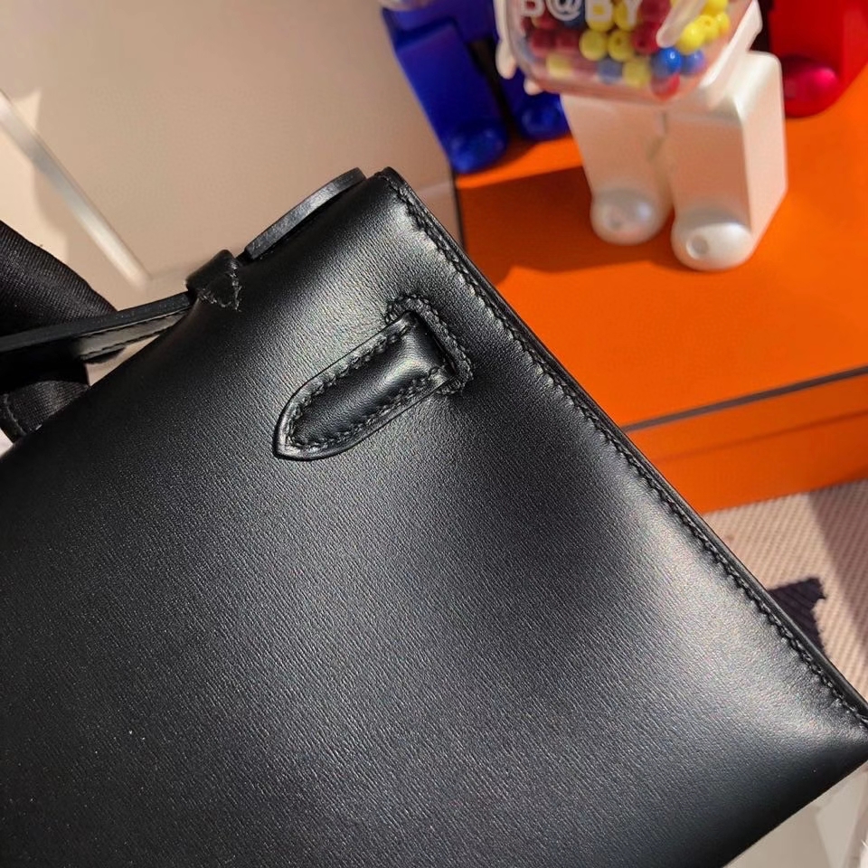 Hermès（爱马仕）Mini kelly pochette 22cm Box calf ck89 黑扣 So black  顶级手缝
