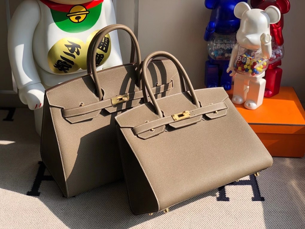 Hermès(爱马仕)Birkin 30cm Epsom 原厂掌纹皮 外缝 ck18大象灰 etoupe 金扣 顶级手缝 定制-拉尔森鳄鱼皮具定制 - 爱马仕包包官网 Hermès(爱马仕)Birkin 30cm Epsom 原厂掌纹皮 外缝 ck18大象灰 etoupe 金扣 顶级手缝 定制