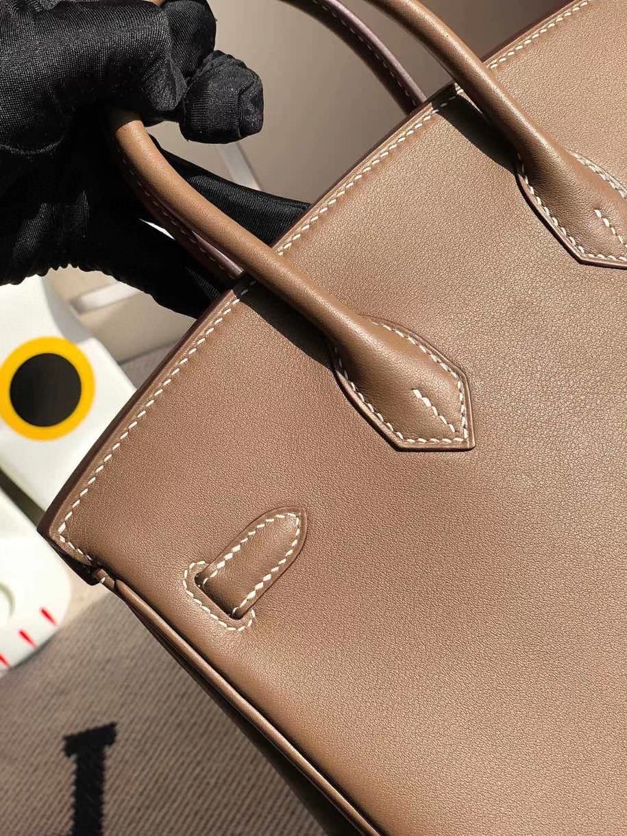 Hermès（爱马仕）Birkin 原厂swift 皮 ck18 大象灰 etoupe 银扣 顶级手缝 25cm