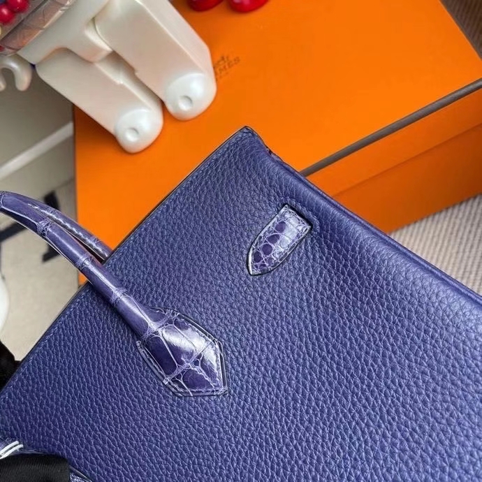 Hermès(爱马仕)Touch 系列 Birkin 25cm M3 墨水蓝拼墨水蓝鳄鱼 银扣 顶级手缝-拉尔森鳄鱼皮具定制 - 爱马仕包包官网 Hermès(爱马仕)Touch 系列 Birkin 25cm M3 墨水蓝拼墨水蓝鳄鱼 银扣 顶级手缝