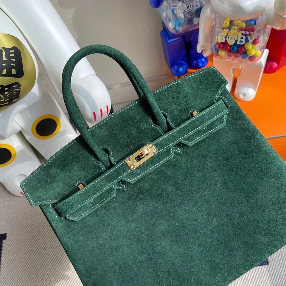 Hermès（爱马仕）Birkin 25cm 麂皮 2Ｑ英国绿 金扣 顶级手缝 现货