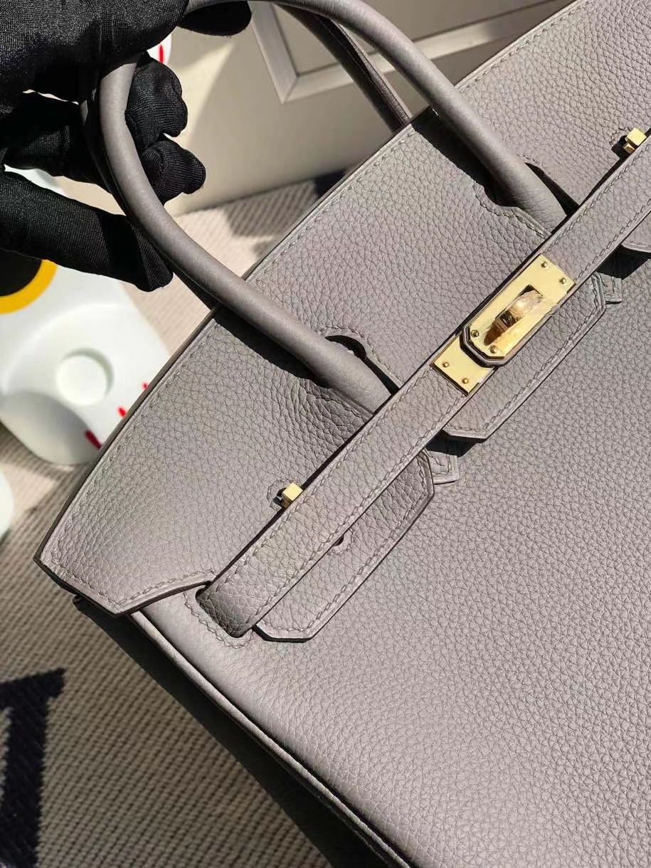 Hermès（爱马仕）Birkin 25cm 原厂小牛皮 togo 8F 锡器灰 Etain 金扣 顶级手缝