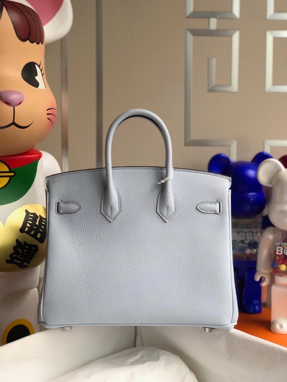 Hermès（爱马仕）Birkin 25cm 原厂小牛皮 togo T0 雾蓝色 银扣 顶级手缝 现货