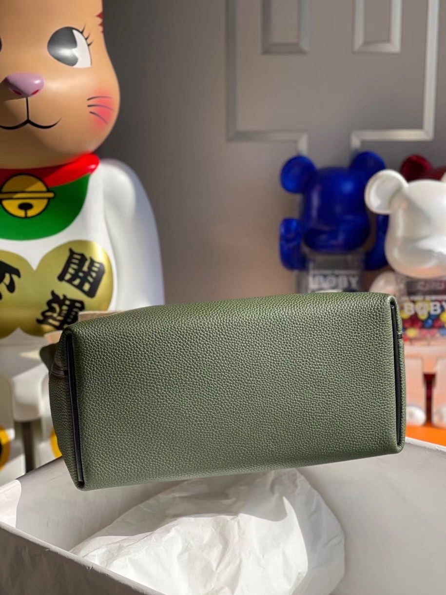 Hermès（爱马仕）2424 29cm 橄榄绿拼黑色 金扣 顶级手缝