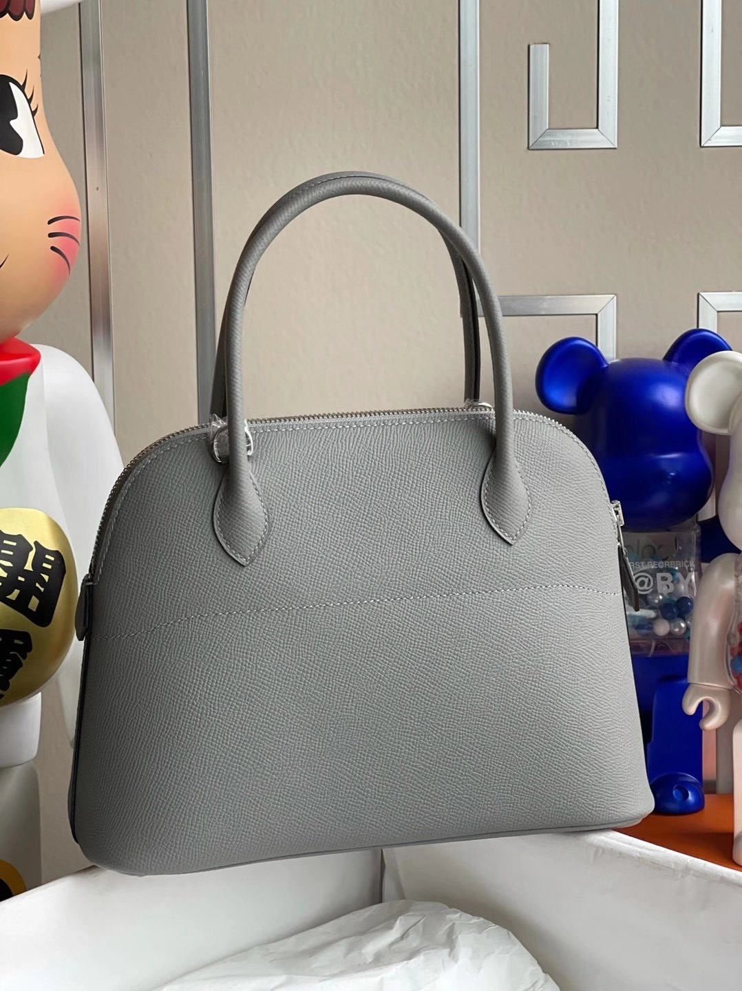 Hermès（爱马仕）Bolide 27cm Epsom 4Z海鸥灰 顶级工艺 全手工缝制 银扣