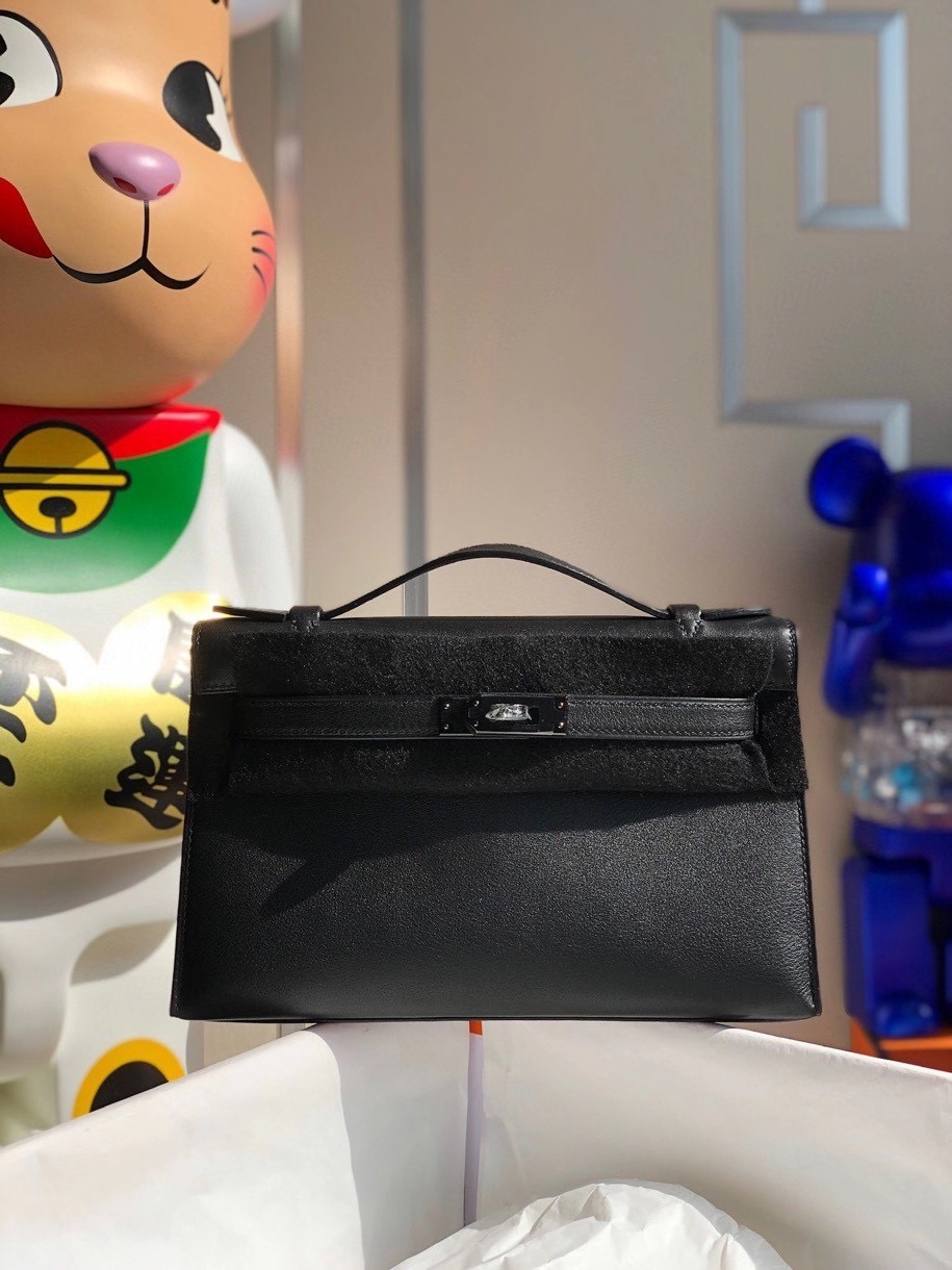 Hermès（爱马仕）Mini kelly pochette 22cm Swift  ck89 黑色 黑扣 So black 顶级手缝