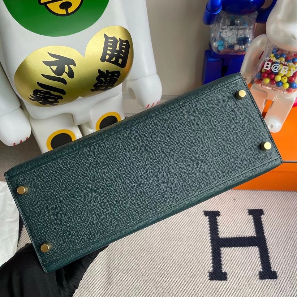 Hermès（爱马仕）Kelly 28cm Epsom 原厂掌纹皮 6O 柏树绿 金扣 顶级手缝