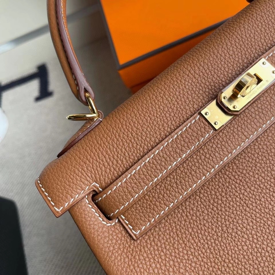 Hermès（爱马仕）Kelly 25cm 原厂小牛皮 togo ck37 金棕色 Gold 金扣 顶级手缝 现货