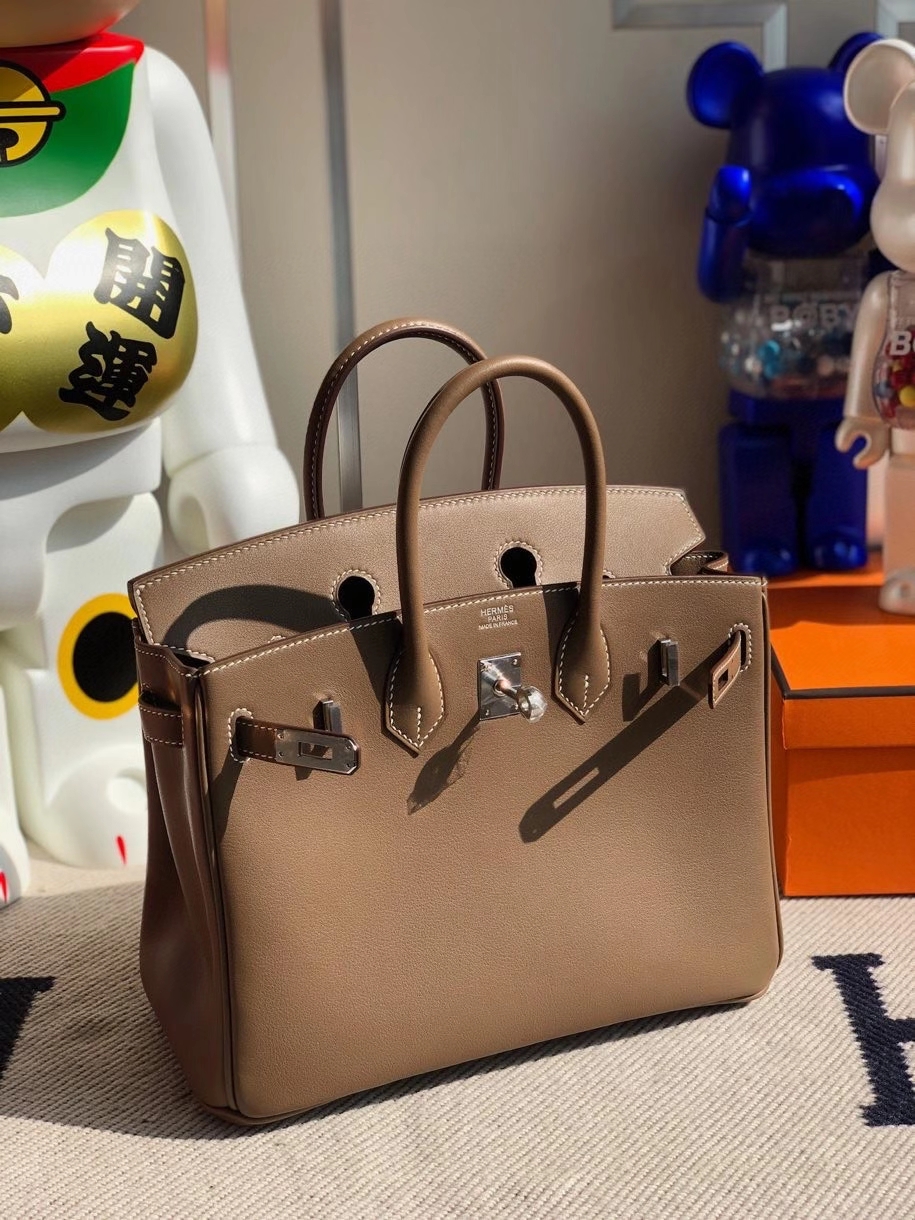 Hermès（爱马仕）Birkin 原厂swift 皮 ck18 大象灰 etoupe 银扣 顶级手缝 25cm