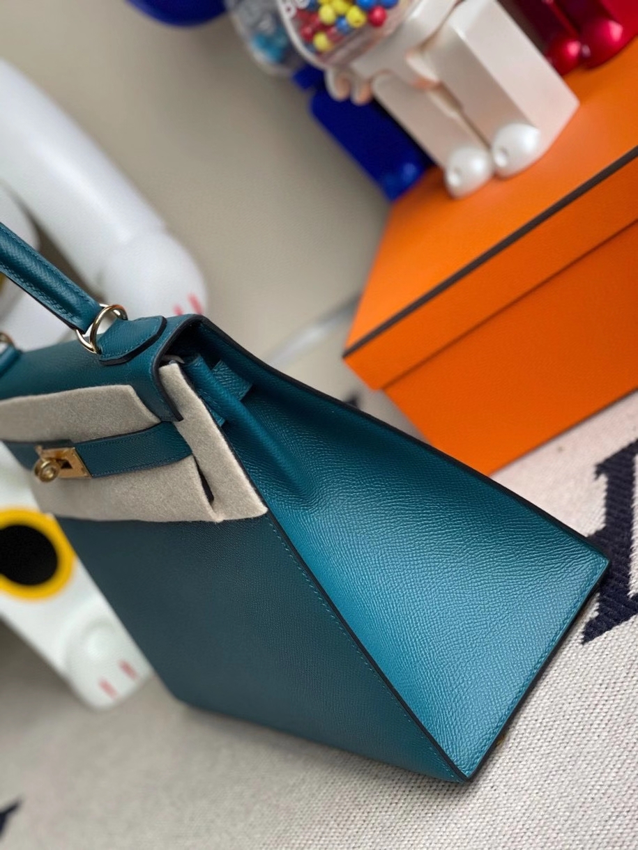 Hermès（爱马仕）Kelly 28cm Epsom 原厂掌纹皮 W0 博斯普鲁斯绿 金扣 顶级手缝