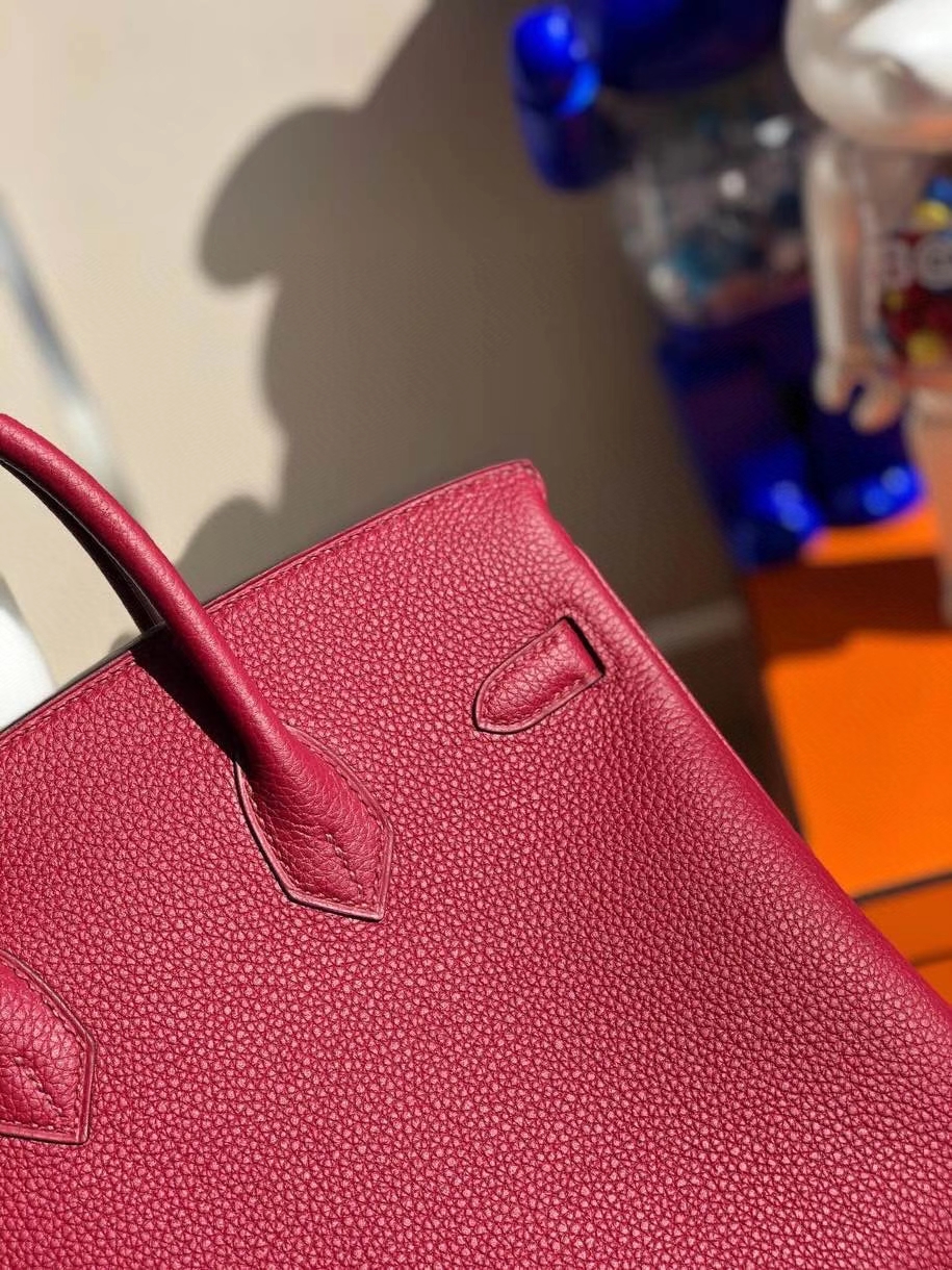 Hermès（爱马仕）Birkin 25cm 原厂小牛皮 togo K1 石榴红 rouge grenat 金扣 顶级手缝 现货