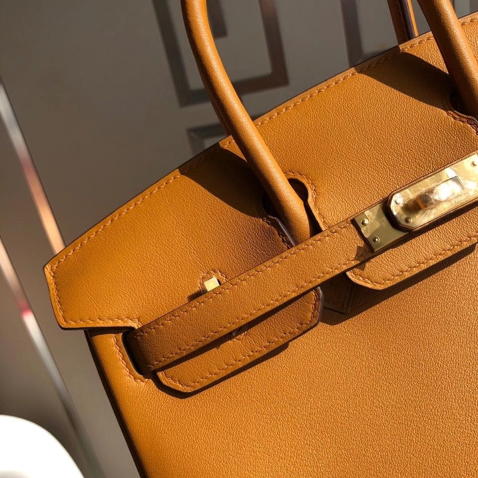 Hermès（爱马仕）Birkin 原厂swift 皮 2S 芝麻黄内拼柠檬黄 拉丝金扣 顶级手缝 25cm